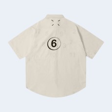 메종 마르지엘라 홀 워싱 포켓 셔츠 베이지